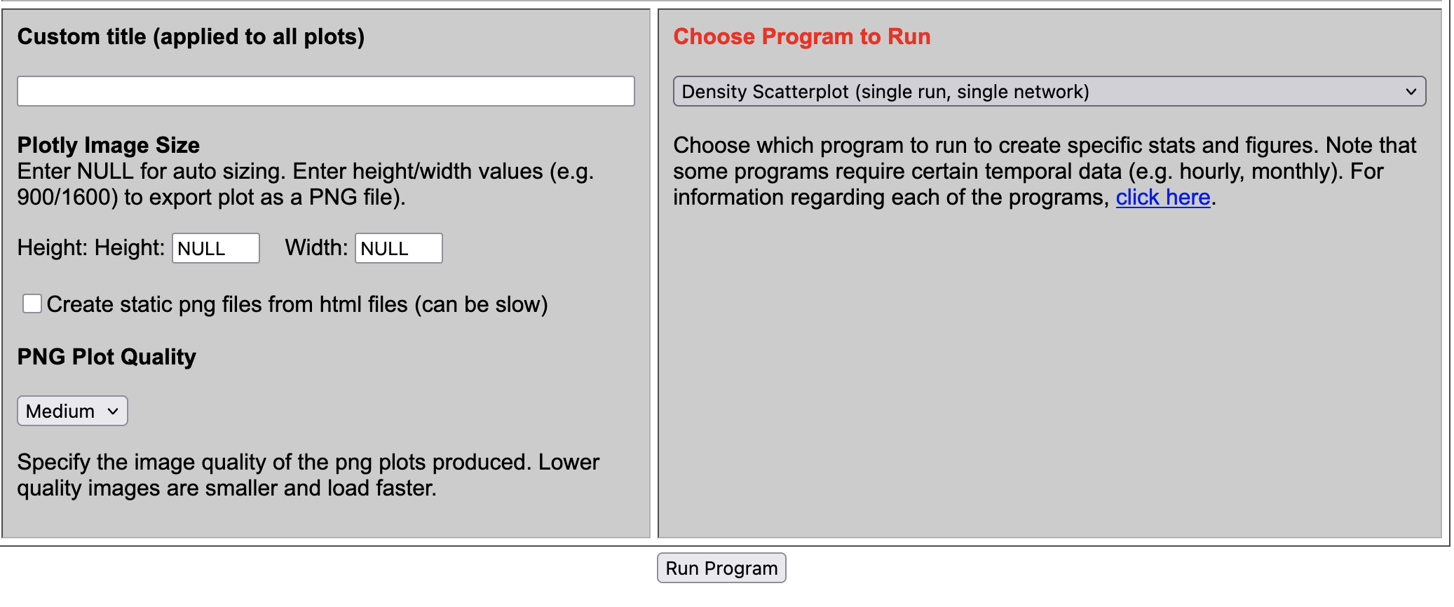 AMET Website Select Plot and Run Program