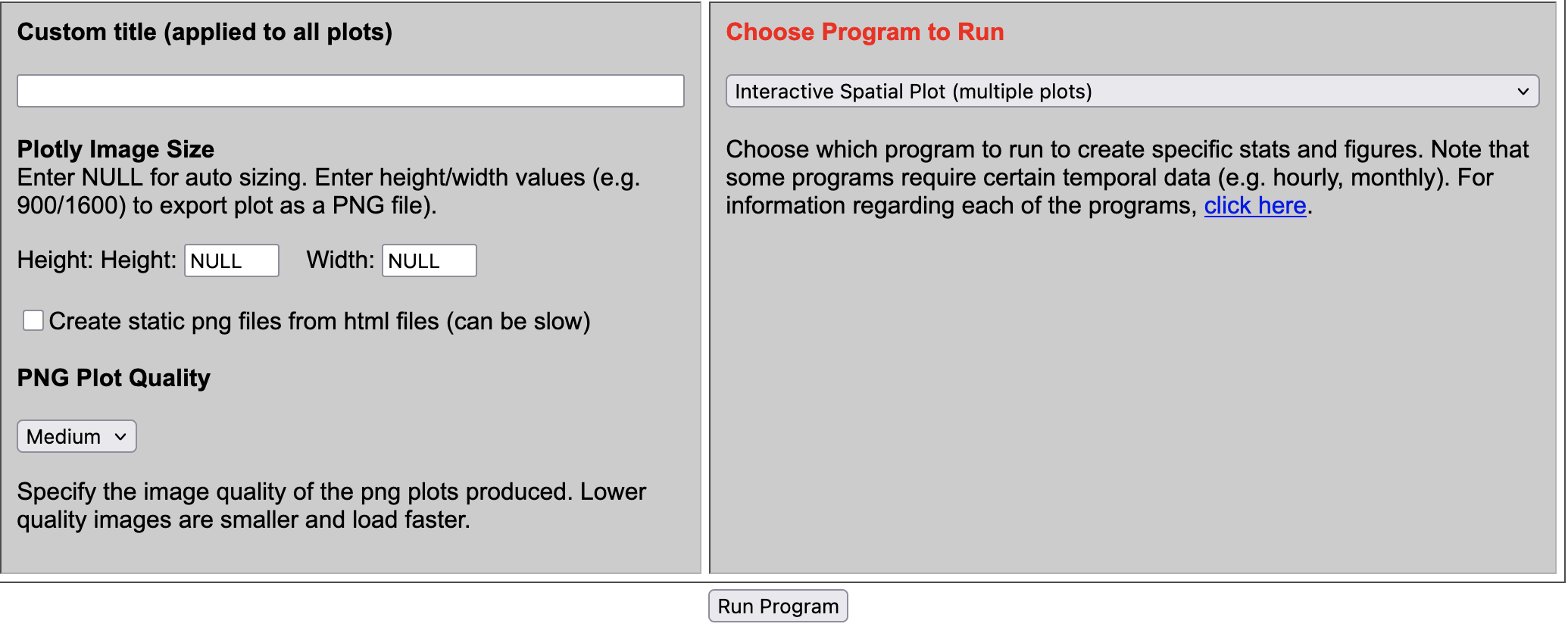 AMET Website Select Plot and Run Program
