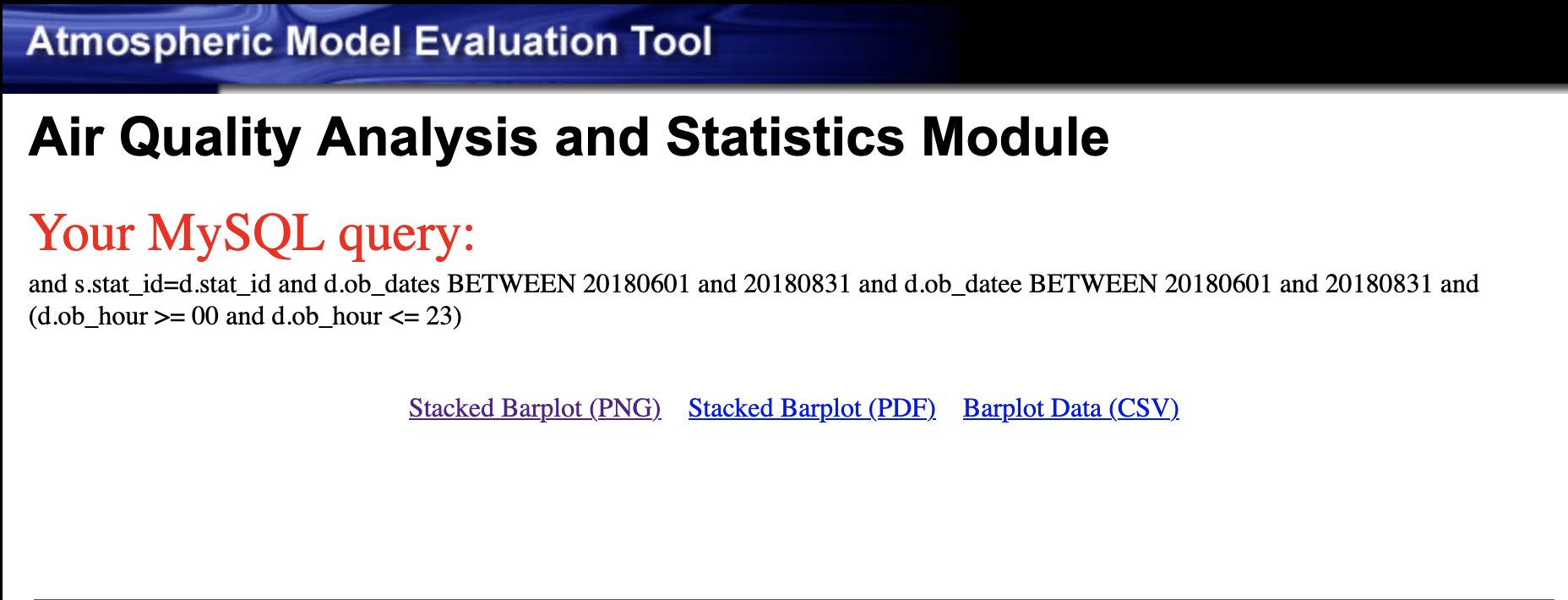 AMET Website Result of Query
