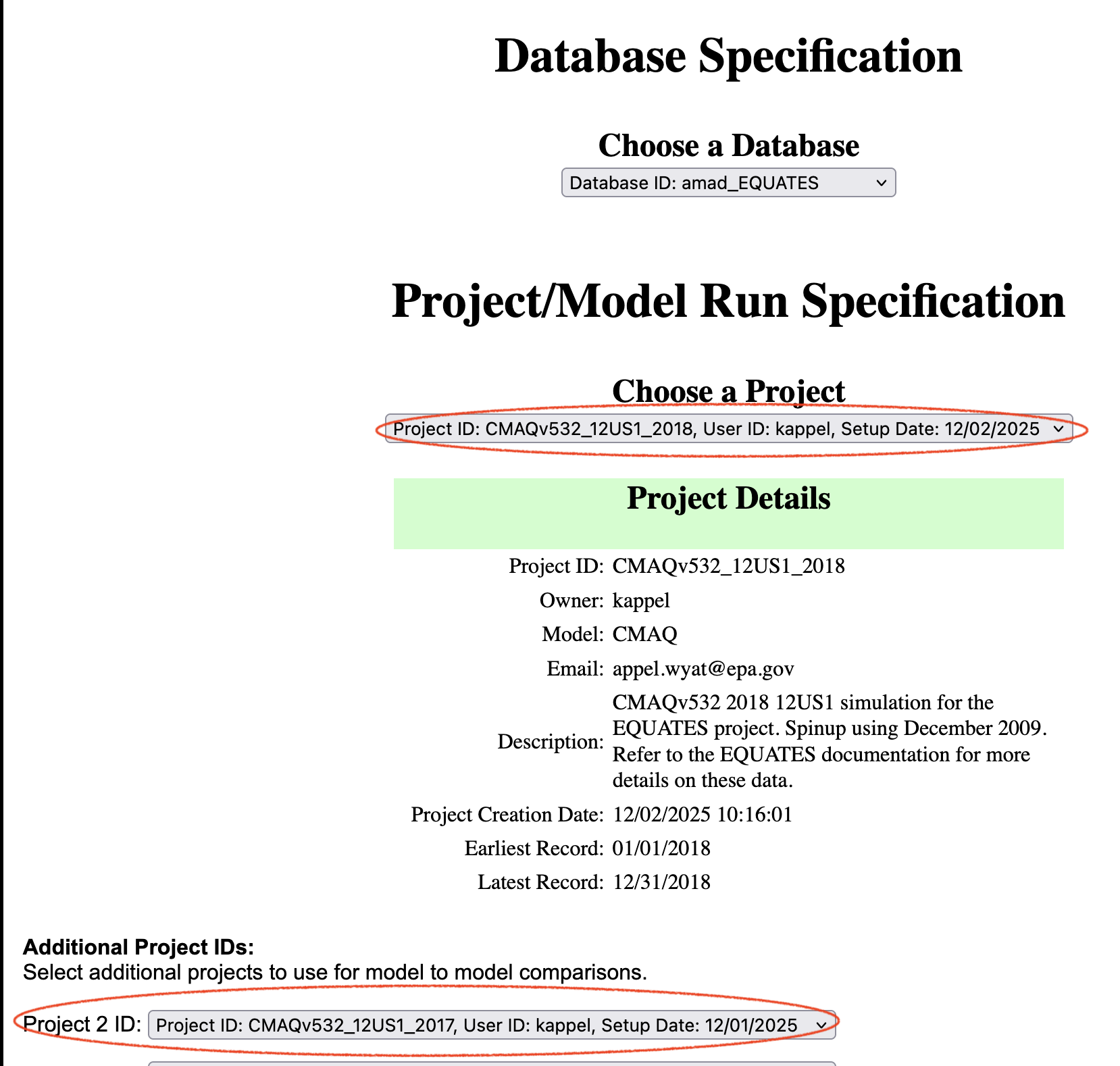 AMET select multiple projects for multisimulation plots