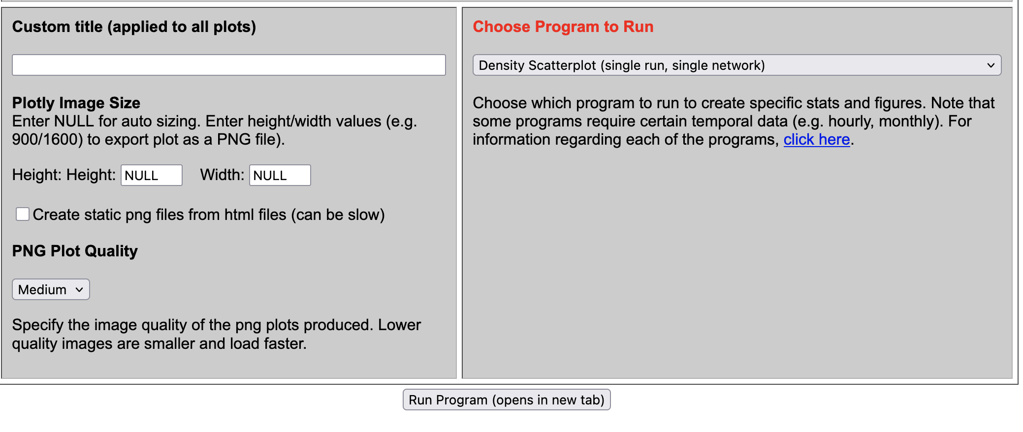 AMET Website Select Plot and Run Program