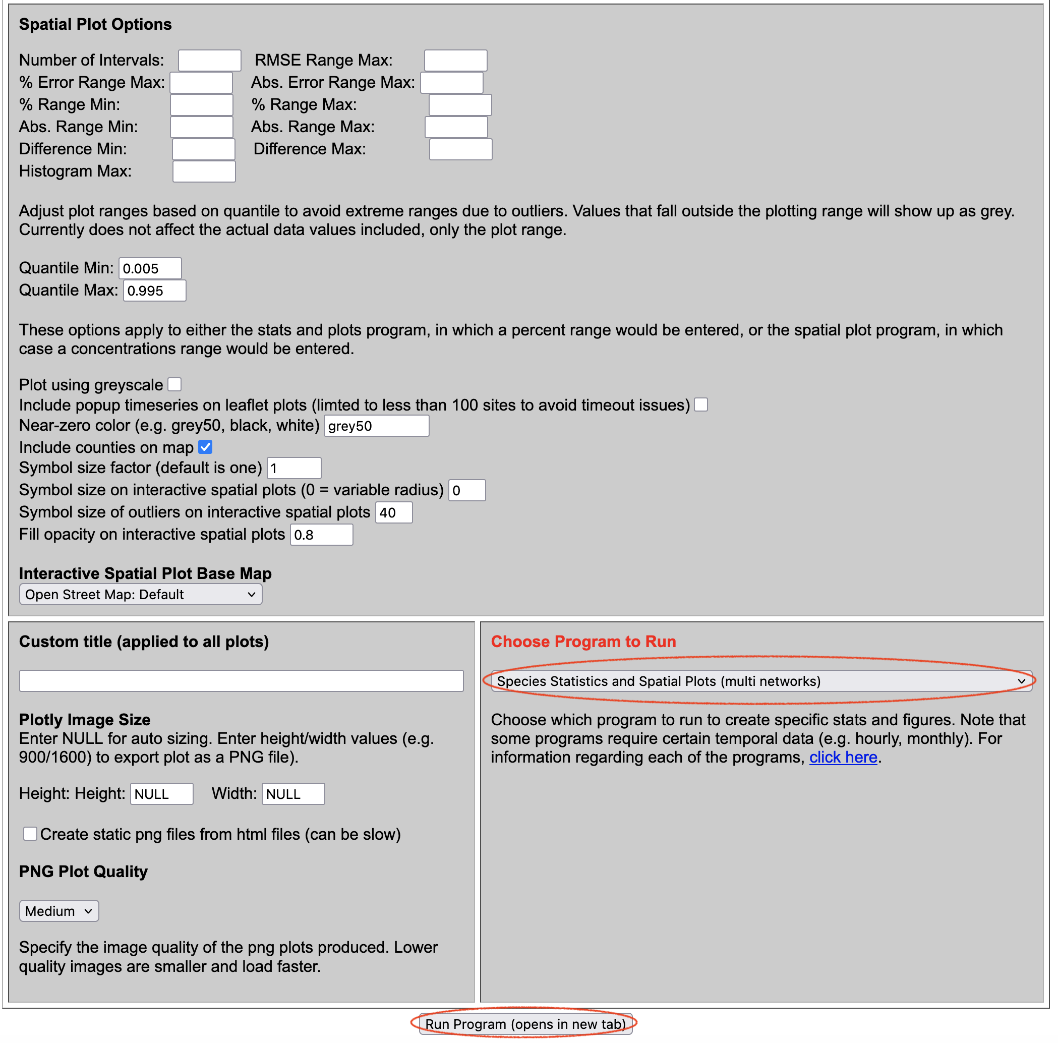 AMET Website Select Plot and Run Program
