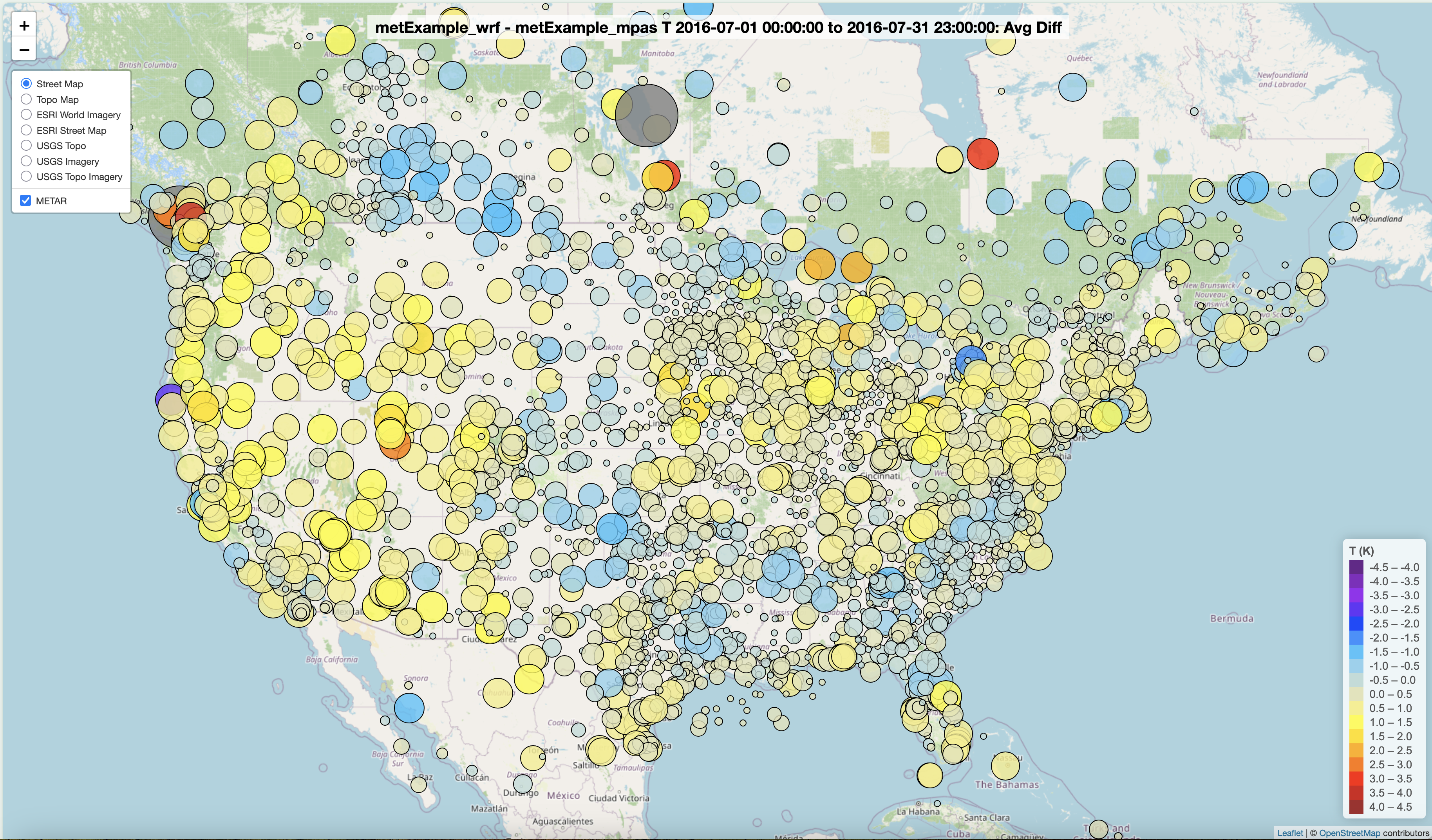 Spatial Plot of 2m Temperature Model to Model Average Difference Interactive Plot